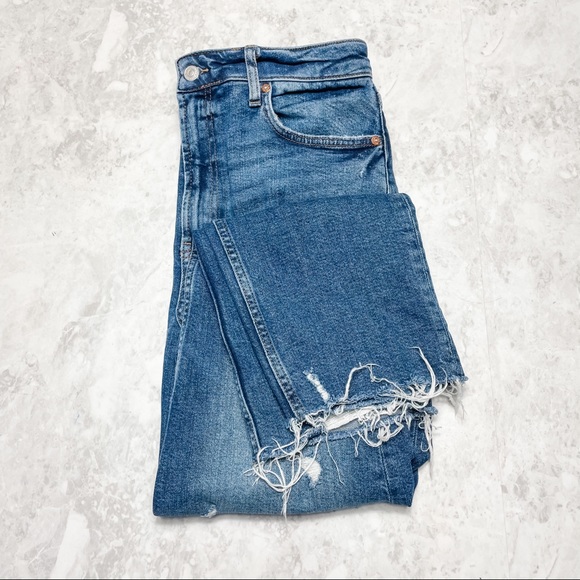 Free People Denim - Free People High Waist Slim Straight Jeans Indigo